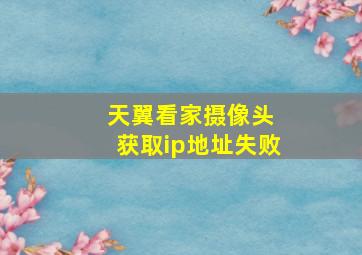 天翼看家摄像头 获取ip地址失败